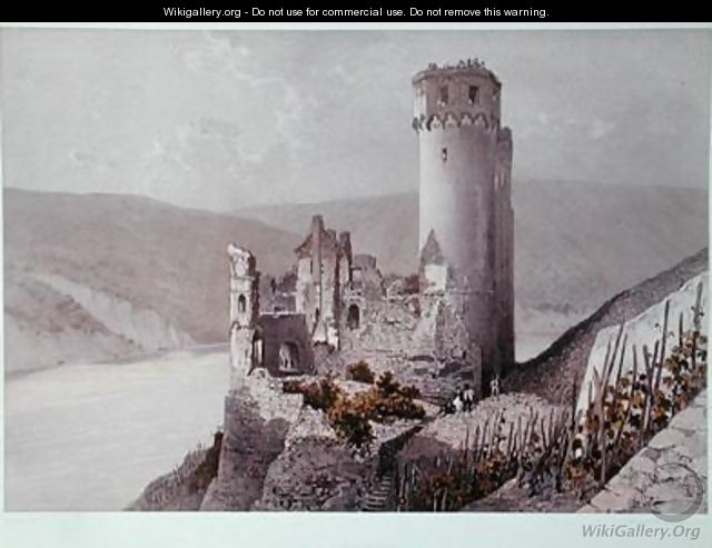 Schloss Ehrenfels in the Rhine Valley - (after) Ciceri, Eugene