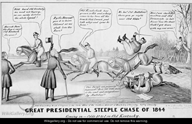 Great presidential steeple chase of 1844 coming in odds 10 1 on Old Kentucky - Edward Williams Clay (after)