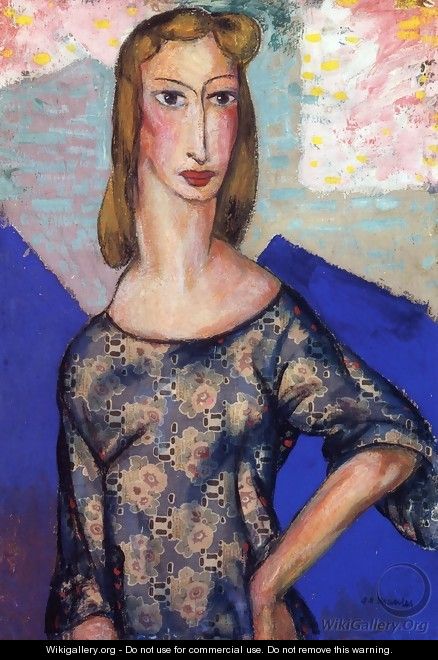 Portrait of a Girl in a Flowered Dress 1924 1 - Alfred Henry Maurer