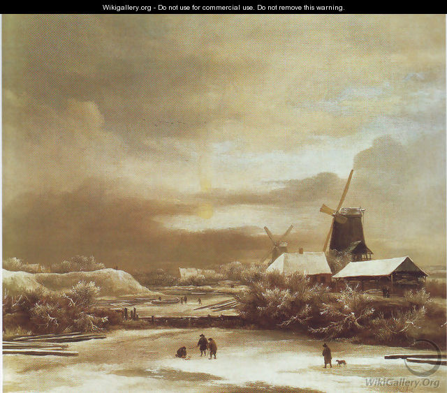 Winter landscape with two windmills - Jacob Van Ruisdael