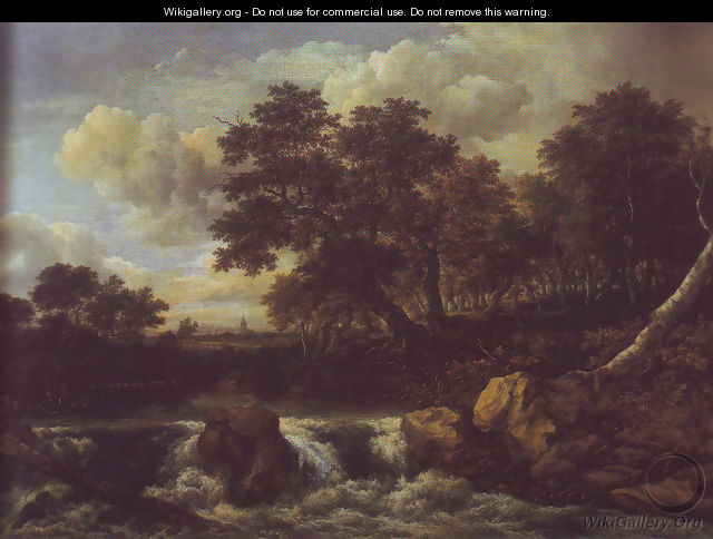 Waterfall near oan oak wood - Jacob Van Ruisdael
