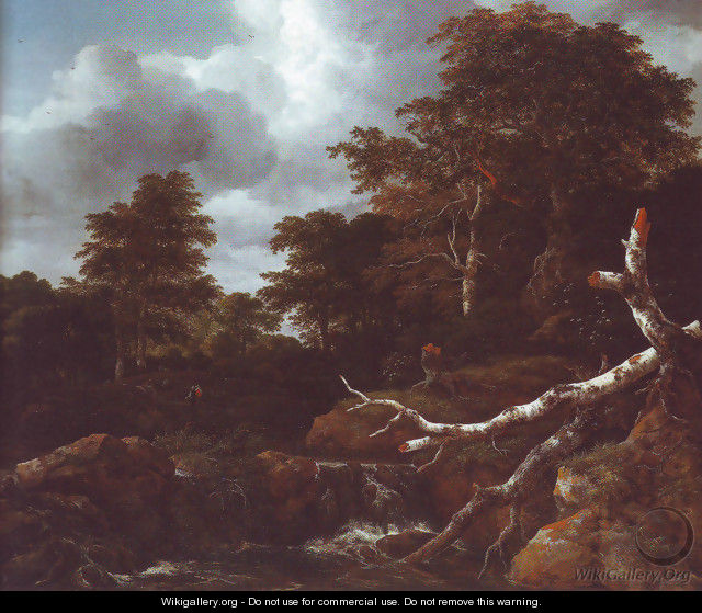 Waterfall in a hilly wooded landscape2 - Jacob Van Ruisdael