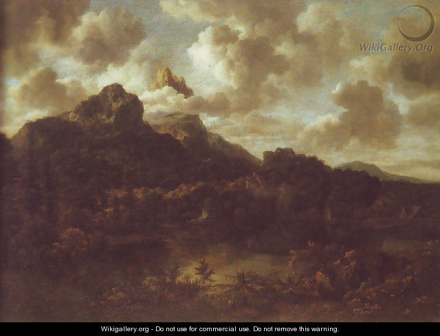 Mountainous and wooded landscape with a river - Jacob Van Ruisdael