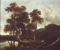 Grove of large oak trees at the edge of a pond - Jacob Van Ruisdael