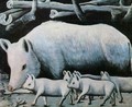 Sow with Piglets - Niko Pirosmanashvili