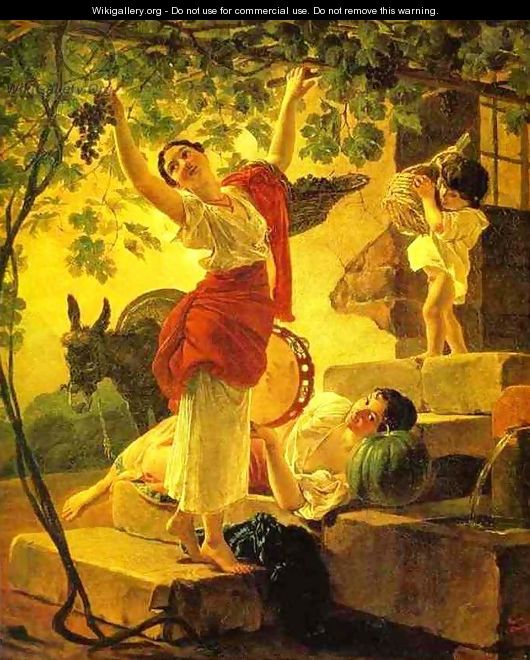 Girl Gathering Grapes in a Suburb of Naples 1827 - Julia Vajda