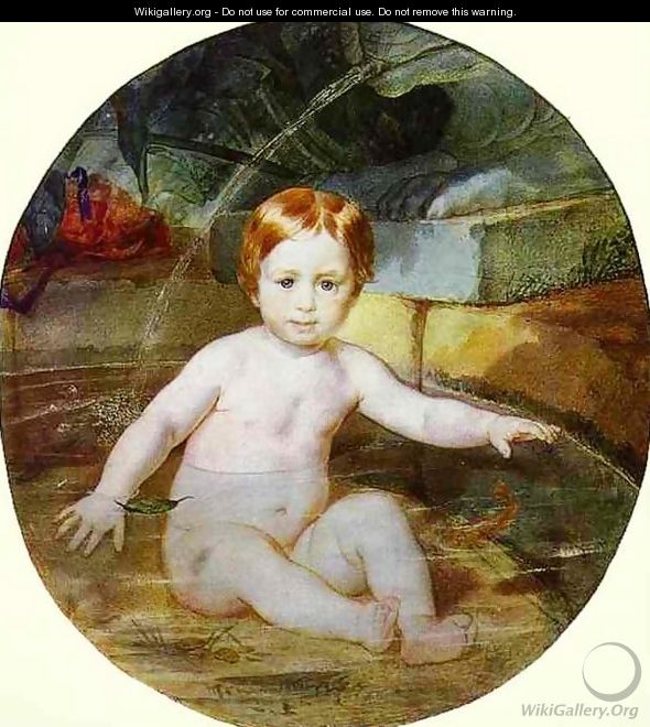 Child in a Swimming Pool Portrait of Prince A G Gagarin in Childhood 1829 - Julia Vajda