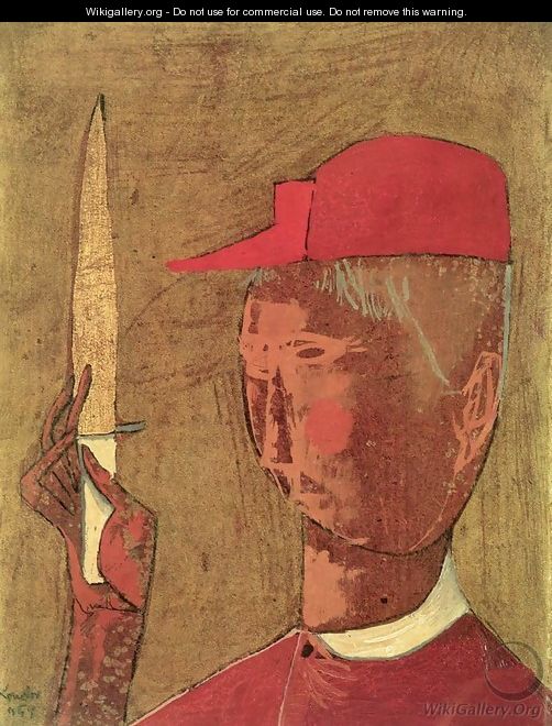Portrait of a Man with a Knife (Murderer) 1959 - Aurel Emod