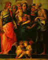 Madonna Enthroned with SS John the Baptist Anthnoy Abbot Stephen and Benedict (Altarpiece of Santa Maria Nuova) - Rosso Fiorentino (Giovan Battista di Jacopo)