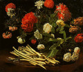 Still Life with Roses Asparagus Peonies and Carnations - Giovanni Martinelli