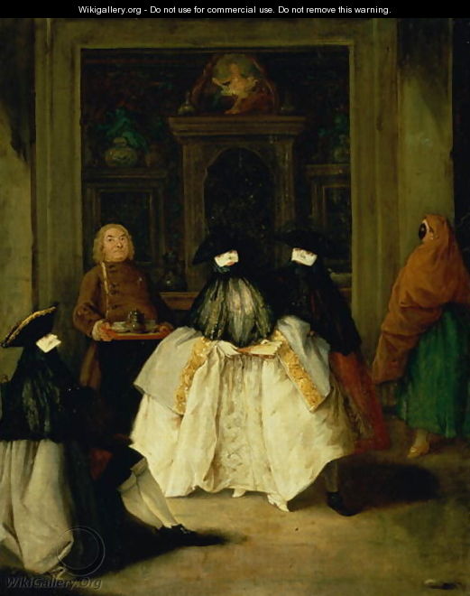 Masked Figures in a Venetian Coffee House - Pietro Longhi
