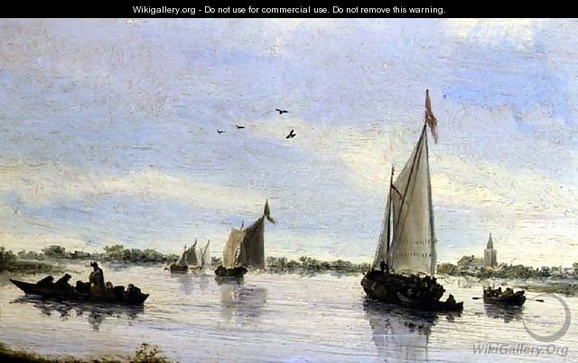 Sailing Boats on a River - Salomon van Ruysdael