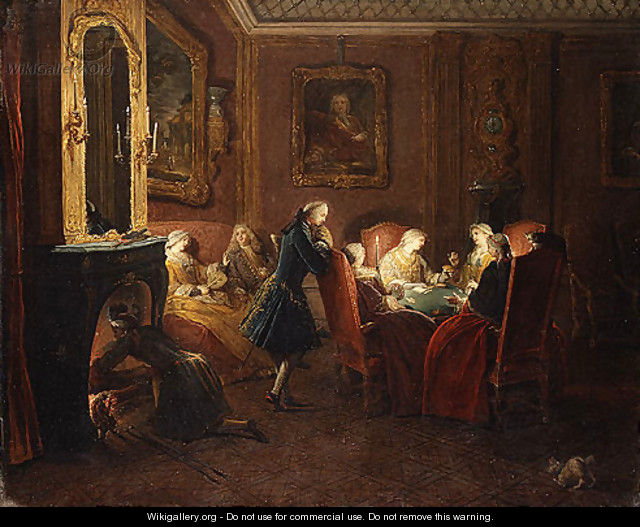 Interior with Card Players - Pierre-Louis the Younger Dumesnil