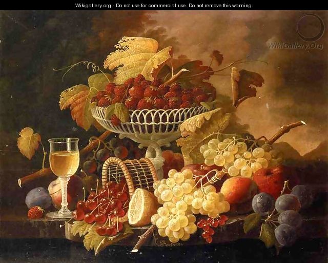 Still Life with Fruit and Wine Glass Date unknown - Severin Roesen