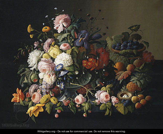 Still Life Flowers and Fruit 1850 - Severin Roesen