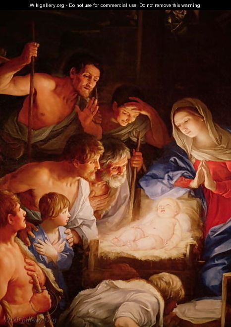 The Adoration of the Shepherds detail of the group surrounding Jesus - Guido Reni