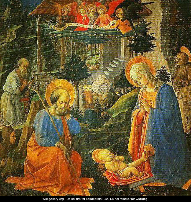 The Adoration with SS Joseph Jerome Mary Magdalen and Ilarion - Filippino Lippi