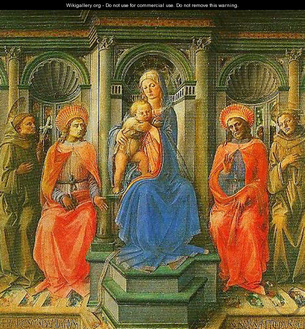 Madonna Enthroned with Four Saints Tempera on panel - Filippino Lippi