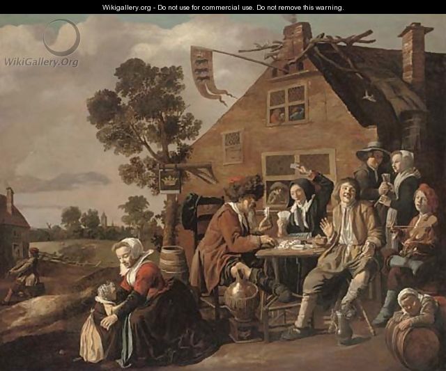 Card players outside a tavern - (after) Jan Miense Molenaer