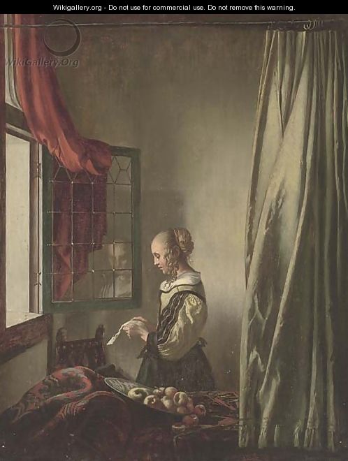 Girl reading a letter at an open window - (after) Johannes Vermeer