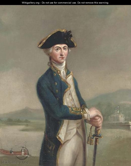 Portrait of Captain Horatio Nelson, three-quarter-length, standing before the captured Spanish Fort San Juan, Nicaragua - John Francis Rigaud
