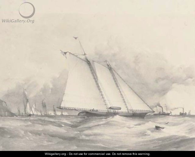 Schooner yacht America off Dunnose - (after) Joseph Miles Gilbert