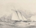 Schooner yacht America off Dunnose - (after) Joseph Miles Gilbert