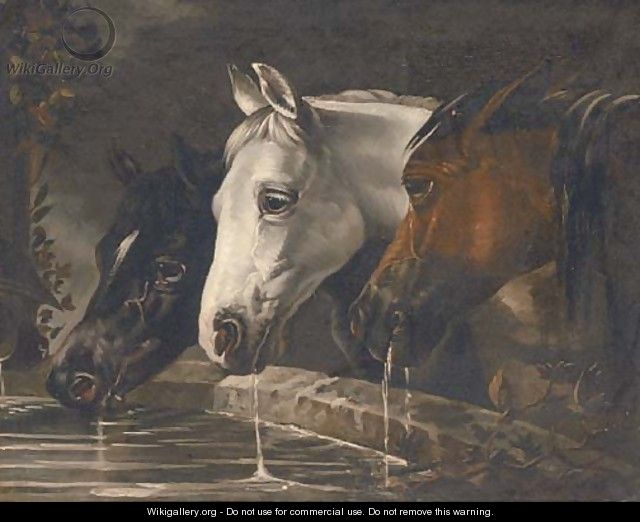 Three horses at a water trough - (after) Herring Snr, John Frederick