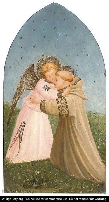 A Franciscan monk embracing an angel - Fra (Guido di Pietro) Angelico