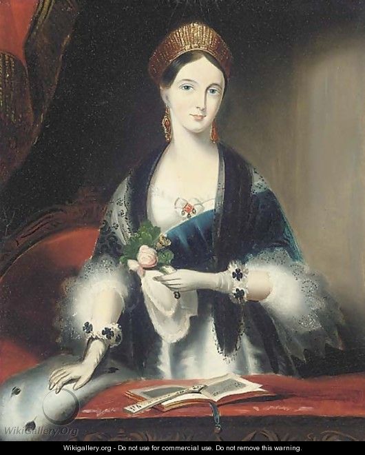 Queen Victoria at Drury Lane theatre - (after) Franz Xaver Winterhalter