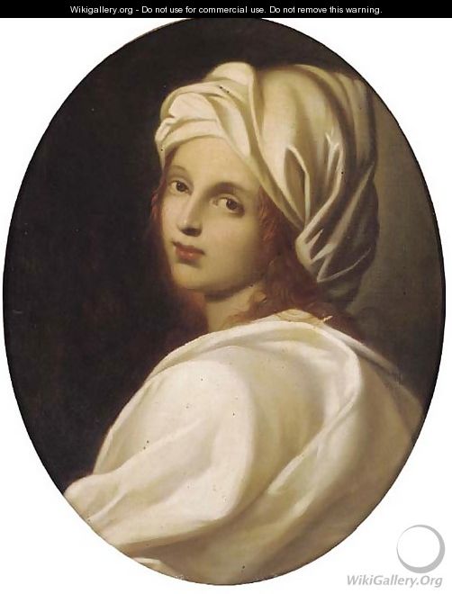 A girl in a white headdress, in a feigned oval - (after) Guido Reni