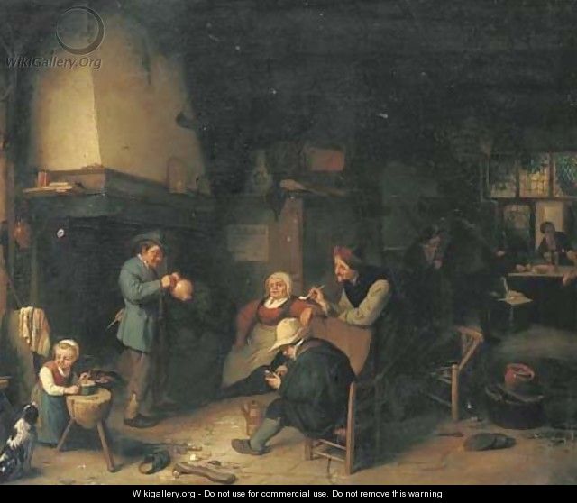 Peasants smoking and drinking in an inn - (after) Adriaen Jansz. Van Ostade
