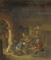 A violinist and peasants making merry outside an inn - (after) Adriaen Jansz. Van Ostade