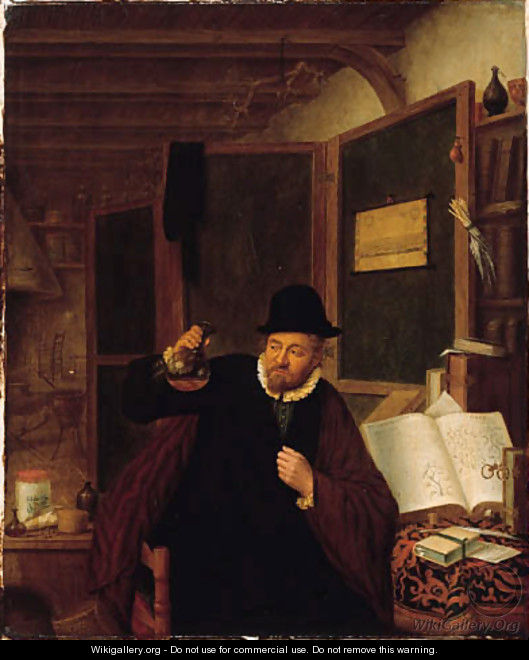 A piskijker in his study - (after) Adriaen Jansz. Van Ostade