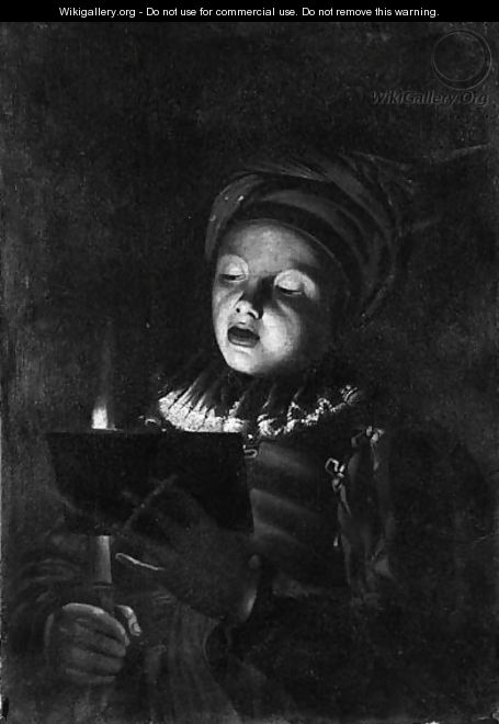 A youth singing by candlelight - Adam de Coster