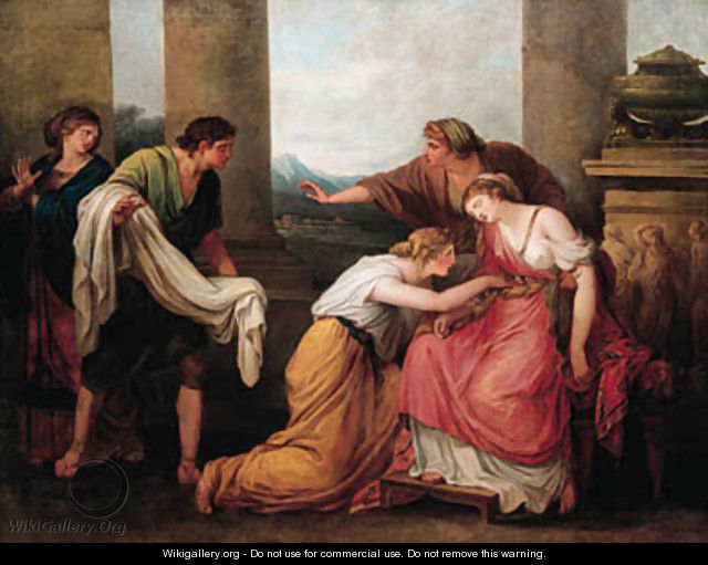 Julia, wife of Pompey, faints at the sight of his bloodstained garment - (after) Kauffmann, Angelica