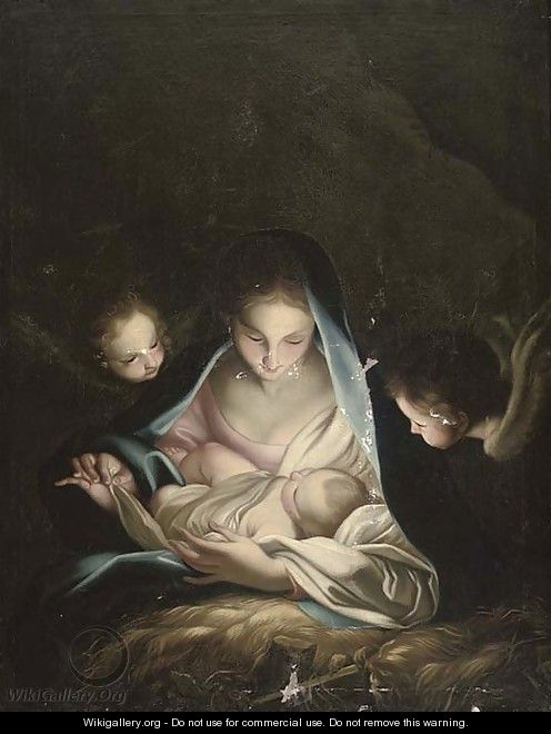 The Madonna and Child surrounded by cherubs - (after) Carlo Maratta Or Maratti