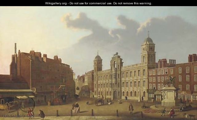 A view of Old Northumberland House, with figures in the foreground - (after) (Giovanni Antonio Canal) Canaletto