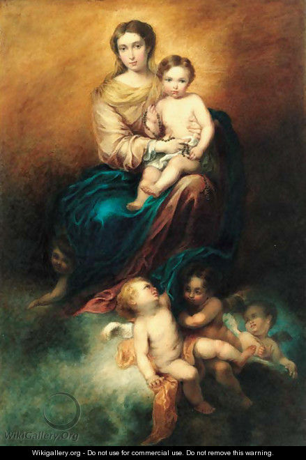 The virgin and child in glory - Bartolome Esteban Murillo