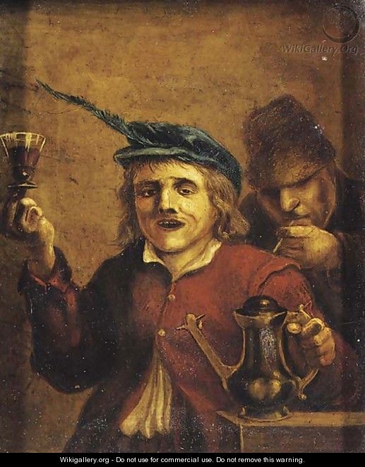 Peasants drinking and smoking in an interior - David The Younger Teniers