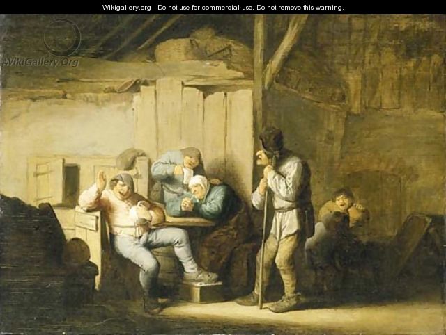 Boors smoking and drinking in an interior - Adriaen Jansz. Van Ostade