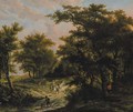 A wooded landscape with hunters by a cottage - Adriaen Hendricksz Verboom