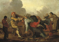 Figures brawling with onlookers on a road - Adriaen Pietersz. Van De Venne