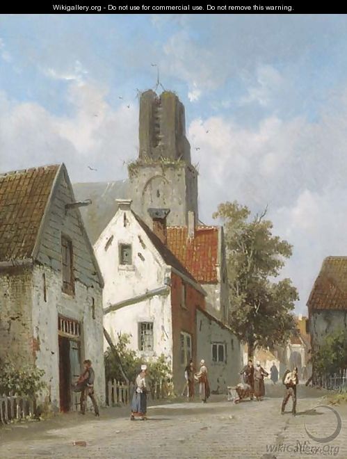 A village street - Adrianus Eversen