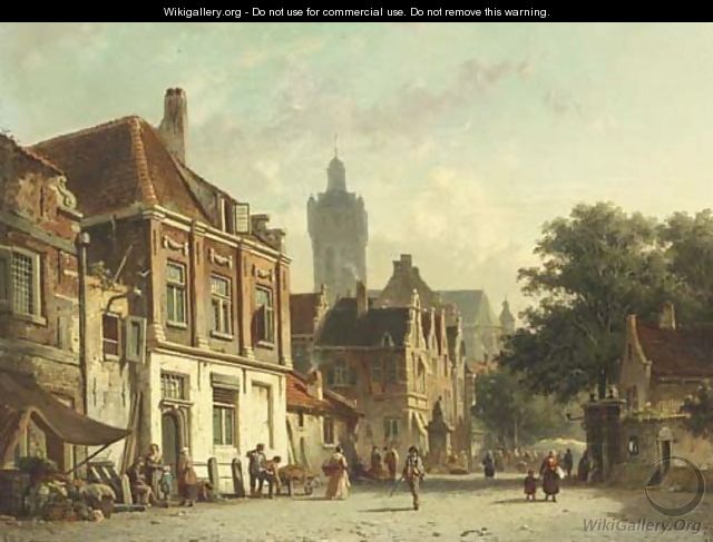 A Dutch town on market day - Adrianus Eversen
