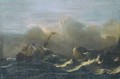 A three-master in a gale off a rocky coast - Aernout Smit
