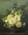 White roses in a glass vase - Adrienne J. Van Hogendorp-S'Jacob