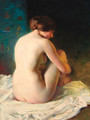 A seated nude - Adrien Louis Demont