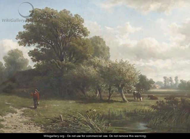 A traveller in a wooded summer landscape - Caesar Van Everdingen
