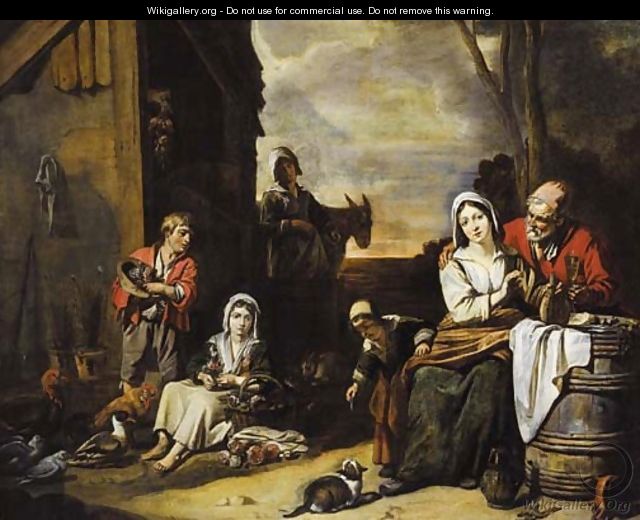 A peasant family in a yard - Abraham Willemsens